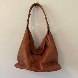 Frye Cognac Leather Slouchy Hobo Shoulder Bag